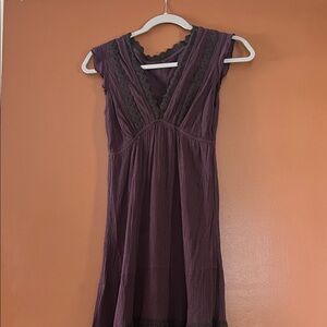Purple Sleeveless Dress with Lace Trim